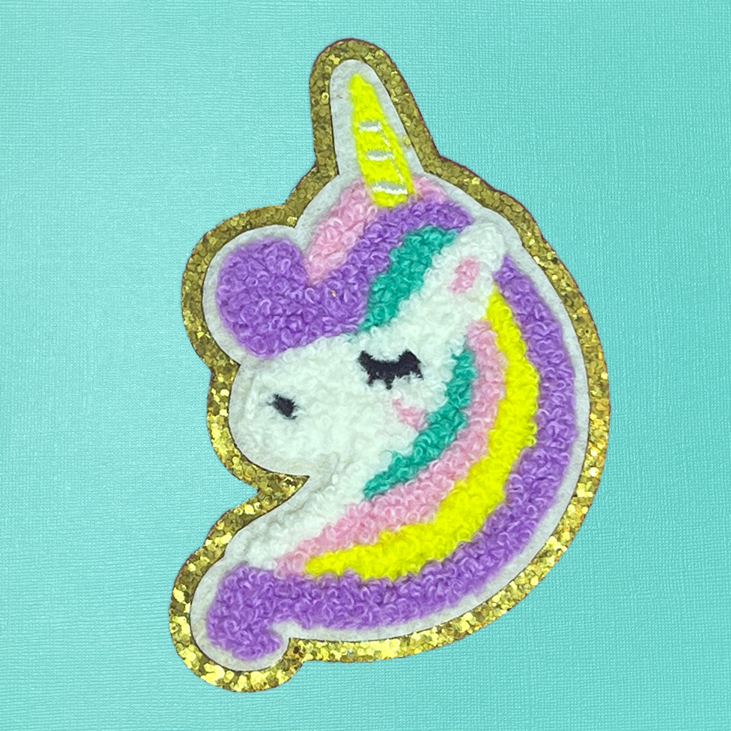 Unicorn Chenille Iron On Patch, Self-Adhesive