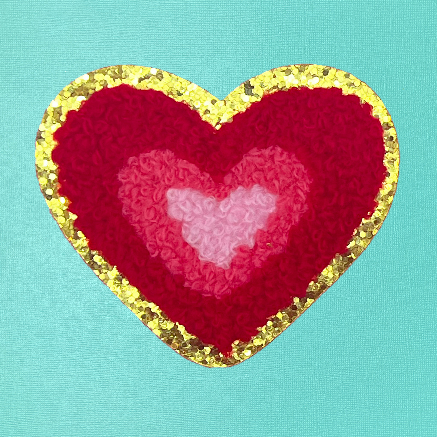 Red & Pink Heart Chenille Self-Adhesive Iron On Patch