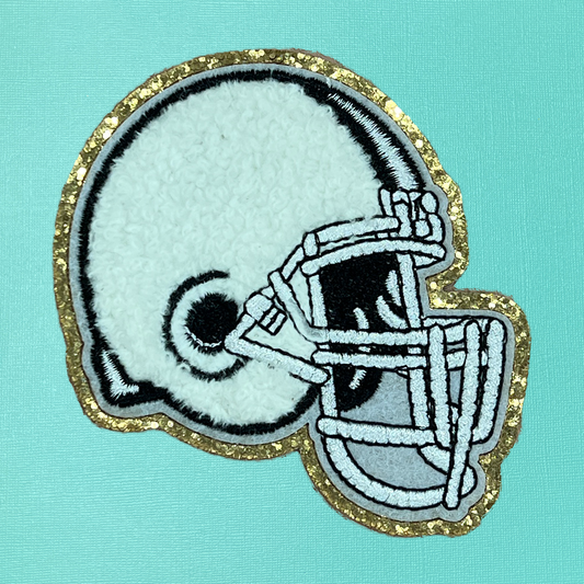 White Football Helmet Self Adhesive Iron On Patch