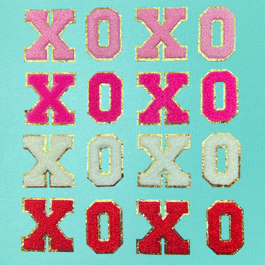 XOXO Set of 4 Letters Chenille Self-Adhesive Iron-On Patches