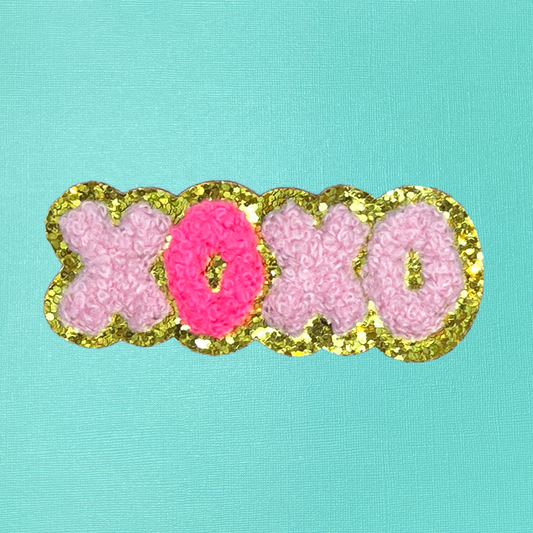 Neon Pink XOXO Chenille Iron On Patch